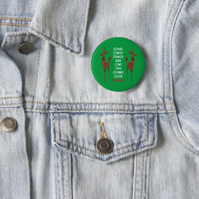 Badge Rond 5 Cm Bouton - Père Noël Reindeer -Rudolph (En situation)