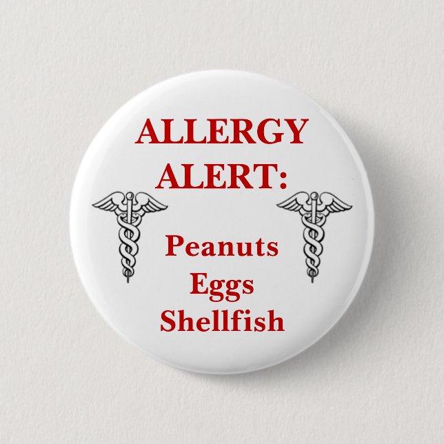 Badge Rond 5 Cm Bouton personnalisable d'allergie (Devant)