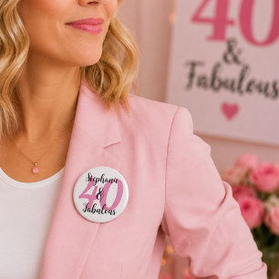Badge Rond 5 Cm Bouton personnalisé 40 ans et fabuleux anniversair