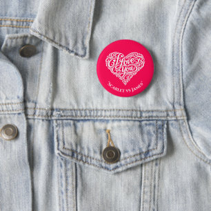 Badge Rond 5 Cm Bouton personnalisé avec nom 'Je t'aime'