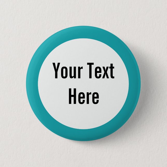 Badge Rond 5 Cm Bouton Personnalisé Bordure Turquoise (Devant)