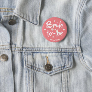 Badge Rond 5 Cm Bouton personnalisé Calligraphie Rose Future Marié