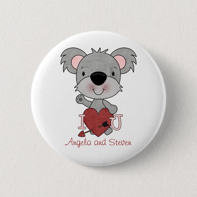 Badge Rond 5 Cm Bouton personnalisé d'amour de koala (Devant)