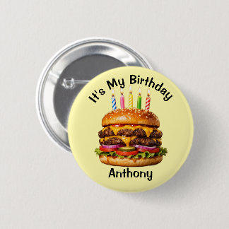 Badge Rond 5 Cm Bouton personnalisé d'anniversaire de burger