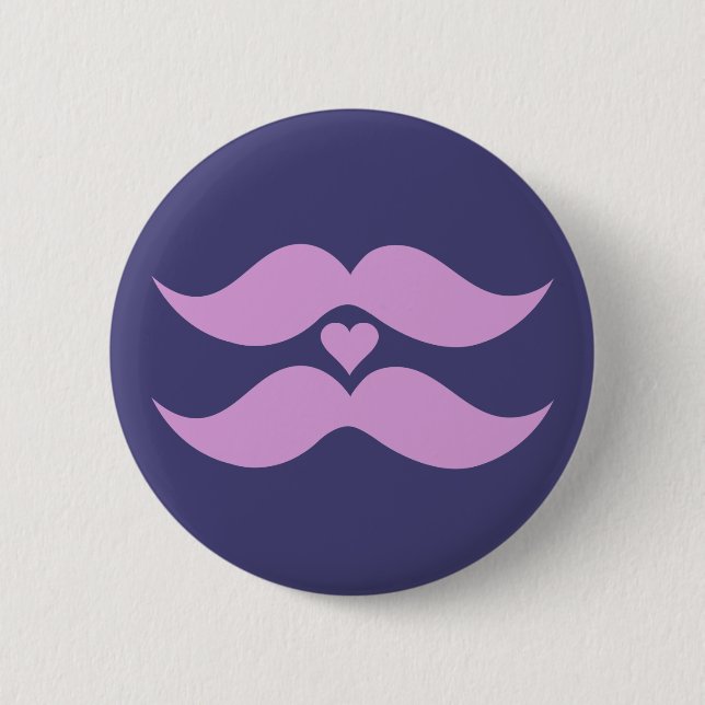 Badge Rond 5 Cm Bouton personnalisé de Moustaches roses (Devant)