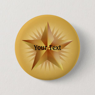Badge Rond 5 Cm Bouton personnalisé Gold Shinning Star