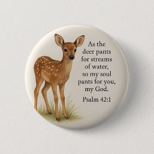 Badge Rond 5 Cm Bouton personnalisé "Psaume 42:1 - Cerf"