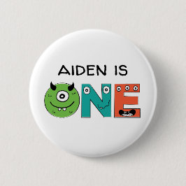Badge Rond 5 Cm Bouton Petit Monster Premier Anniversaire