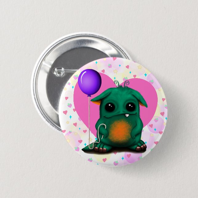 Badge Rond 5 Cm Bouton petit monstre mignon (Devant & derrière)