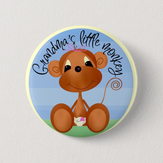 Badge Rond 5 Cm Bouton Petit Singe de grand-mère (Devant)