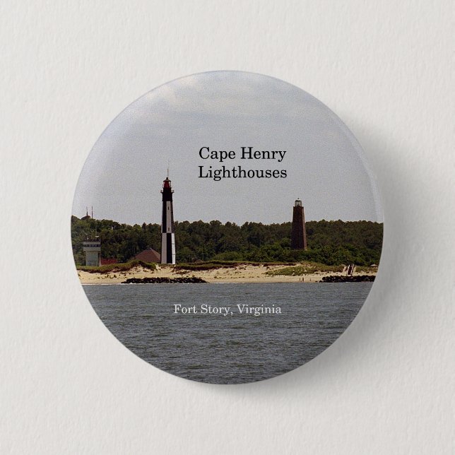 Badge Rond 5 Cm Bouton Phare de Cape Henry (Devant)