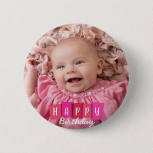 Badge Rond 5 Cm Bouton photo cadeau d'anniversaire personnalisé P