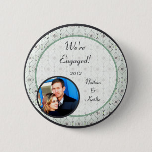 Badge Rond 5 Cm Bouton photo Motif de fleurs bleues