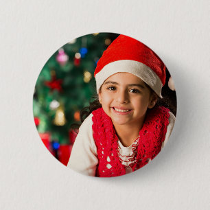 BADGE ROND 5 CM BOUTON PHOTO PERSONNALISÉ NOËL