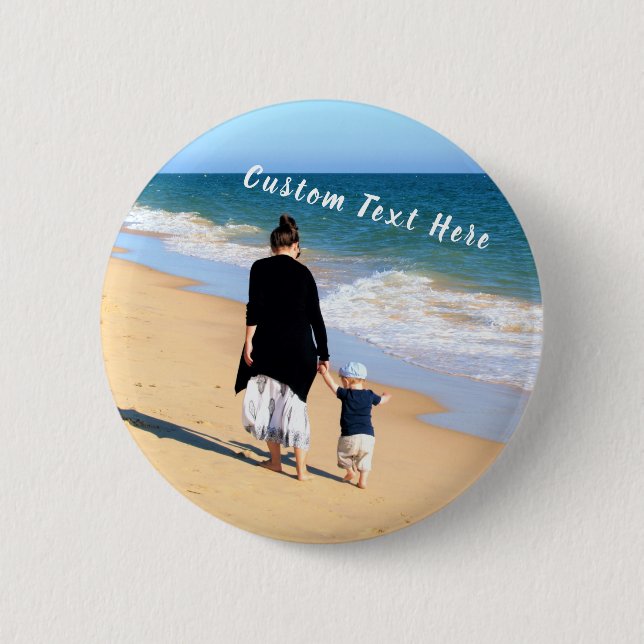 Badge Rond 5 Cm Bouton photo personnalisé personnalisé avec texte (Devant)