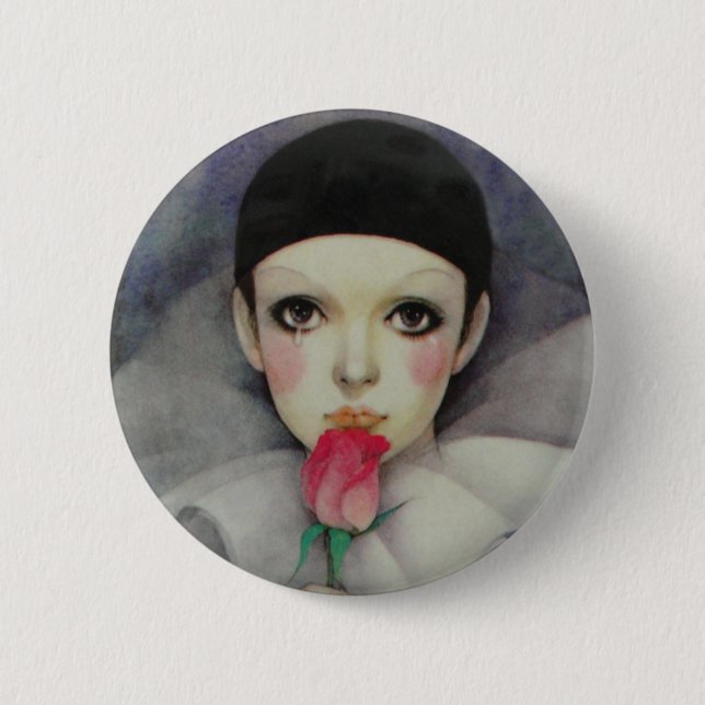 Badge Rond 5 Cm Bouton Pierrot des années 1980 (Devant)