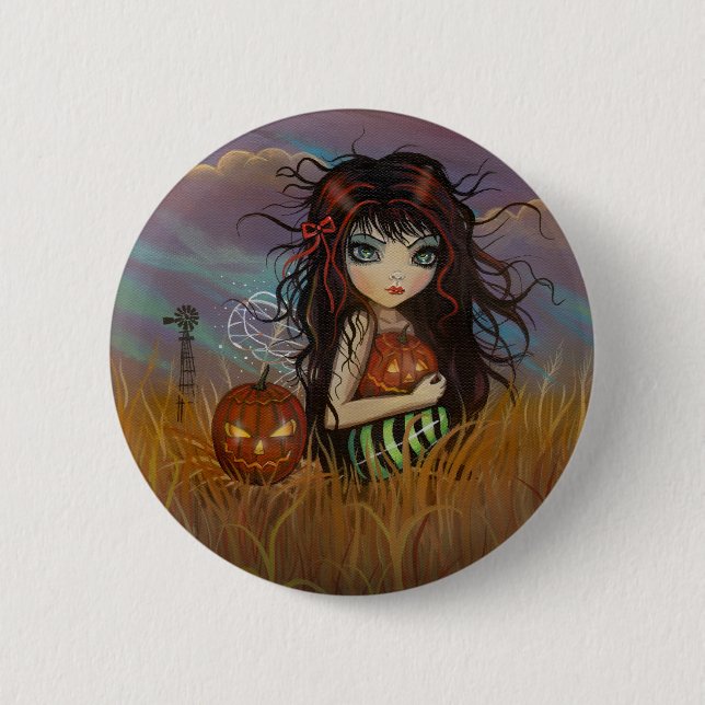 Badge Rond 5 Cm Bouton Pinback de la fée d'Halloween (Devant)