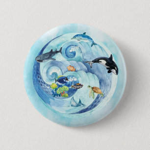 Badge Rond 5 Cm Bouton Pinback de la Journée mondiale des océans