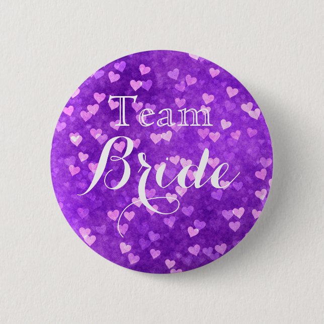 Badge Rond 5 Cm Bouton Pinback de l'équipe de Mariage violet (Devant)