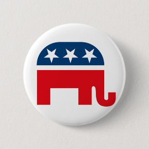 Badge Rond 5 Cm Bouton Pinback Eléphant Républicain