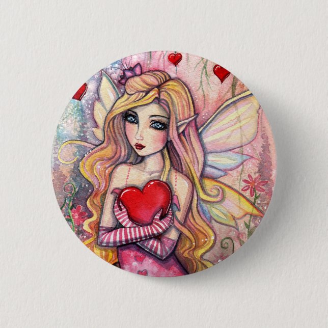 Badge Rond 5 Cm Bouton Pinback Fée de la Saint-Valentin (Devant)