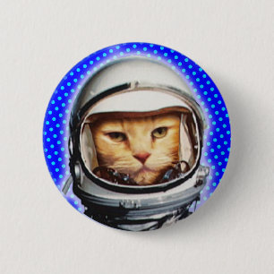 Badge Rond 5 Cm Bouton Pinback pour chat astronaute