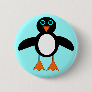 Badge Rond 5 Cm Bouton Pingouin mignon