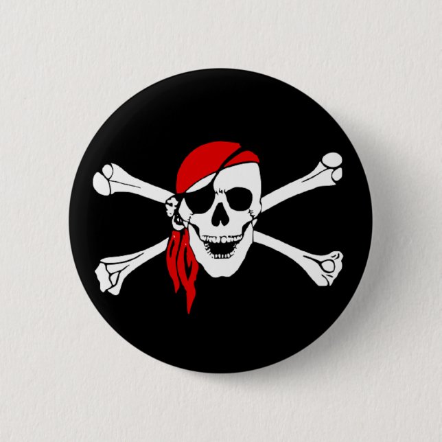 Badge Rond 5 Cm Bouton Pirate Skull and Crossed Bones (Devant)