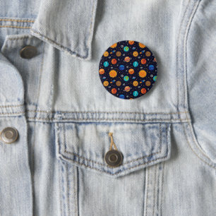 Badge Rond 5 Cm Bouton Planètes Joyeuses
