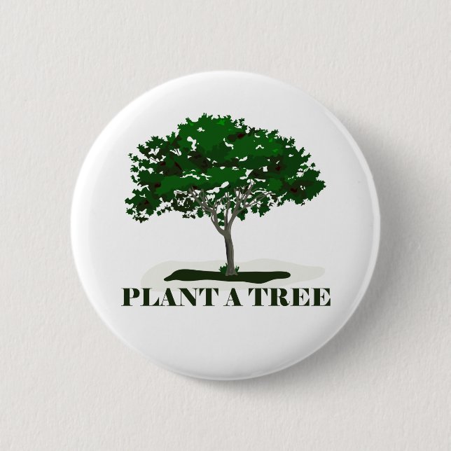 Badge Rond 5 Cm Bouton plante arrière d'une broche d'arbre (Devant)