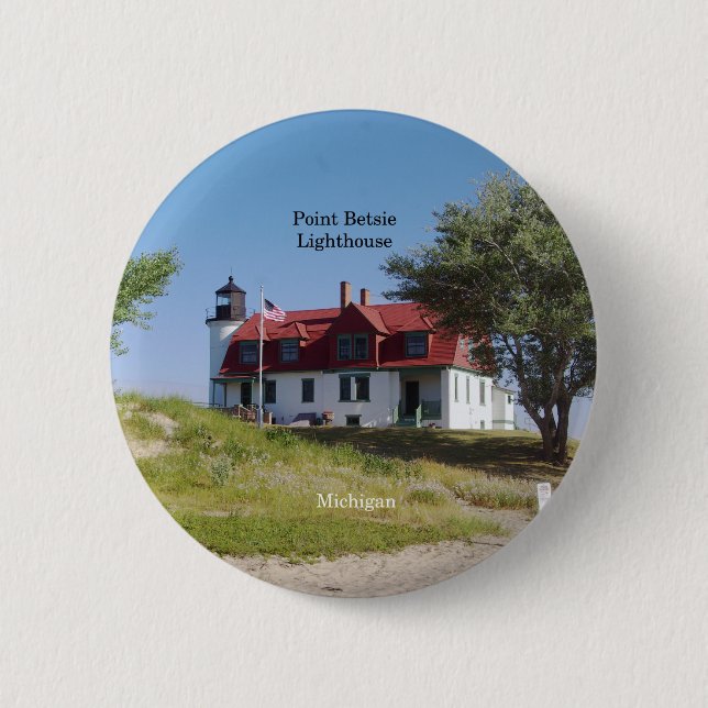 Badge Rond 5 Cm Bouton Point Betsie Lighthouse (Devant)