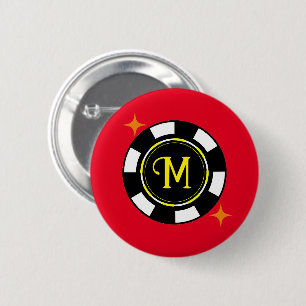 Badge Rond 5 Cm Bouton - Poker Personnalisé (ajouter initial)