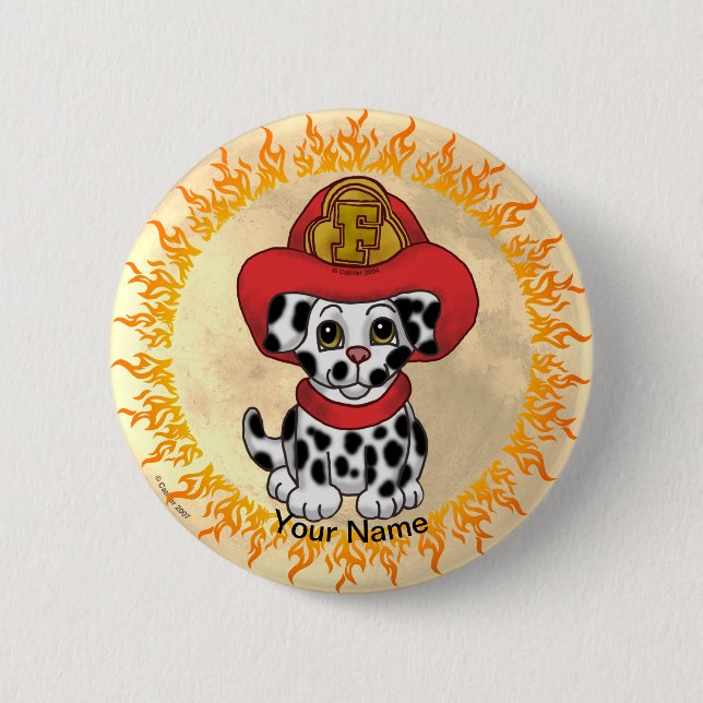 Badge Rond 5 Cm Bouton Pompier Chien Chien Chien Chien Chien Chien (Devant)