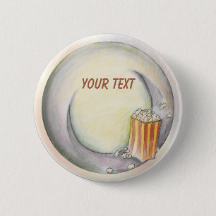 Badge Rond 5 Cm Bouton Popcorn
