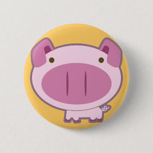 BADGE ROND 5 CM BOUTON PORCIN ROSE MIGNON