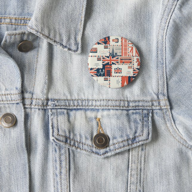 Badge Rond 5 Cm Bouton Poste Londres (En situation)