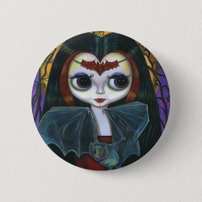 Badge Rond 5 Cm Bouton poupée Vampire (Devant)