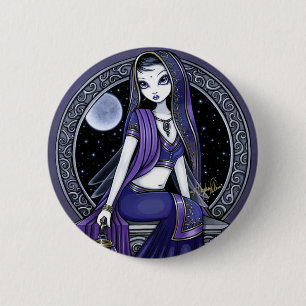 Badge Rond 5 Cm Bouton pourpre de fée de Sari de lune de "Kami"