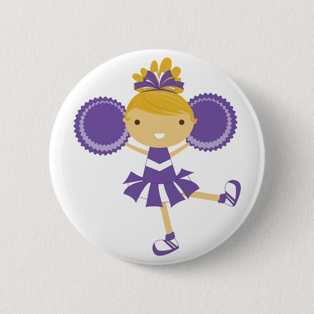 Badge Rond 5 Cm Bouton pourpre de fête d'anniversaire de pom-pom (Devant)