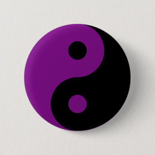 Badge Rond 5 Cm Bouton pourpre de symbole de Yin Yang