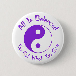 Badge Rond 5 Cm Bouton pourpre de Yin Yang d'équilibre