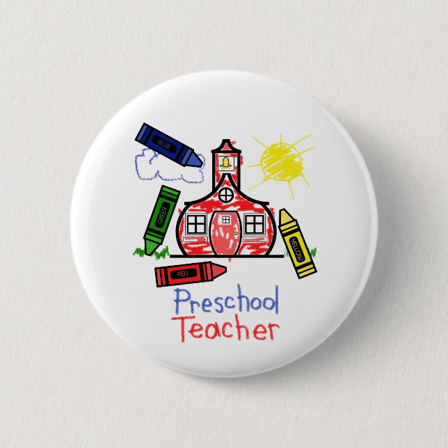 Badge Rond 5 Cm Bouton préscolaire de professeur - école et (Devant)