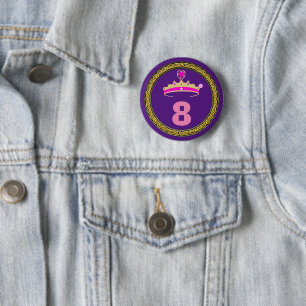 Badge Rond 5 Cm Bouton - Princesse 8e anniversaire Tiara