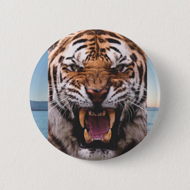 Badge Rond 5 Cm Bouton principal de tigre (Devant)