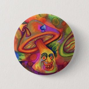 Badge Rond 5 Cm Bouton psychédélique de champignon de "Shroomin"