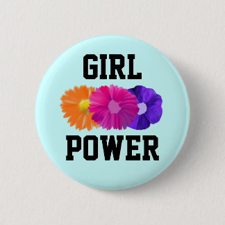 Badge Rond 5 Cm Bouton Puissance et Fleurs