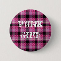 Bouton punk de plaid de rose de noir de fille