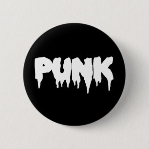 Badge Rond 5 Cm Bouton "Punk" noir et blanc