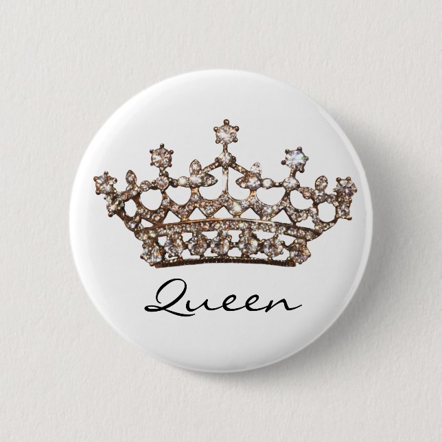 Badge Rond 5 Cm Bouton Queen Tiara Gem (Devant)