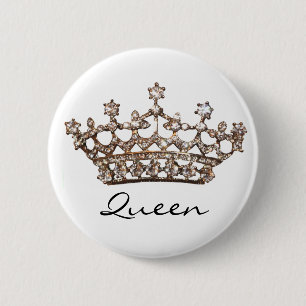 Badge Rond 5 Cm Bouton Queen Tiara Gem